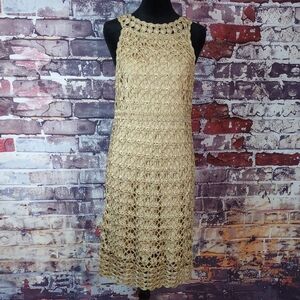 INC International Concepts Metallic Gold Crochet Dress